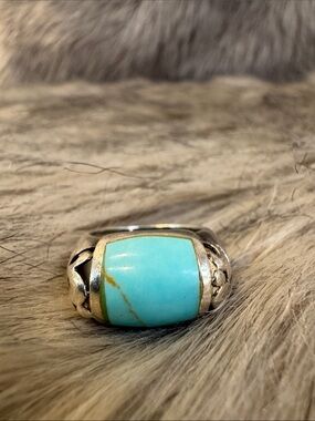 Sterling Silver Turquoise Ring - Blue Stone Band
